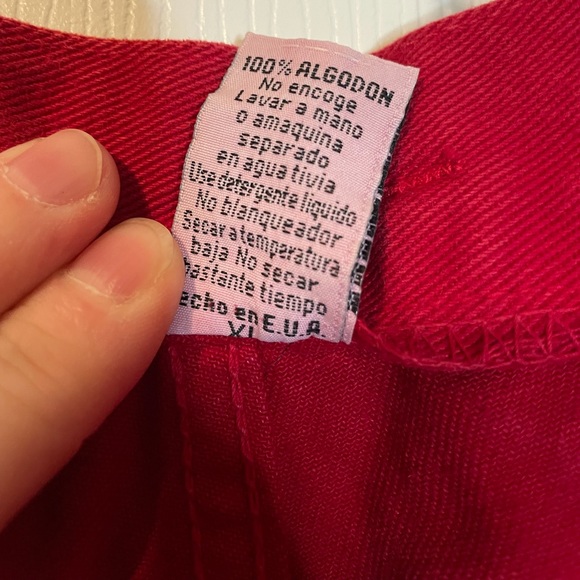 VTG Lebon red denim shorts 80s / 90s hip hop sz XL - Picture 7 of 8